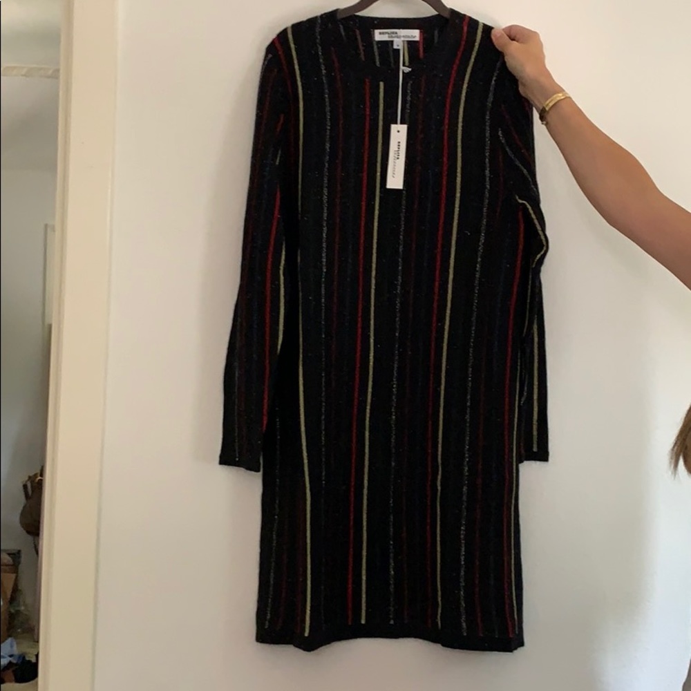 Black and rainbow knit dress